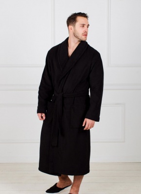 Мужской махровый халат с шалькой (Черный)